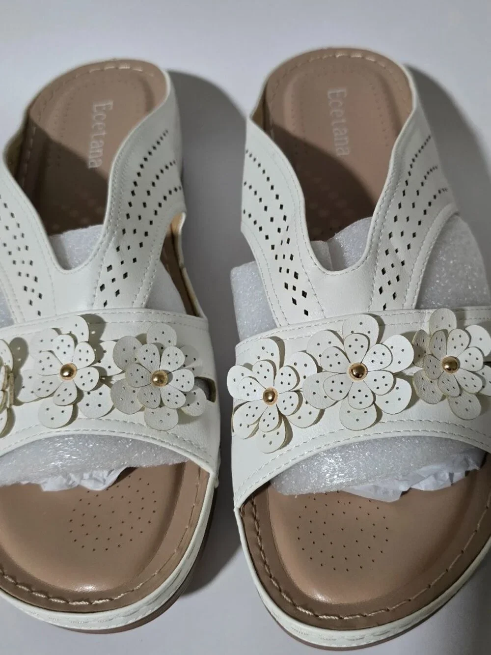 Size 44 White Ecetana Sandal Slide (New)